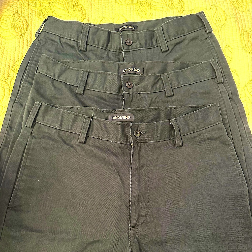 Three (3) Land’s End teen or men’s  blue chino shorts